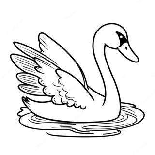 Elegant Swan In Water Coloring Page 72094-59566