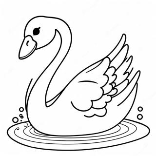 Elegant Swan In Water Coloring Page 72094-59567