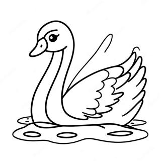 Elegant Swan In Water Coloring Page 72094-59568