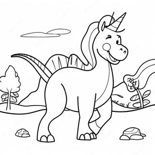 Magical Unicorn Dinosaur Adventure Coloring Page 72124-59583