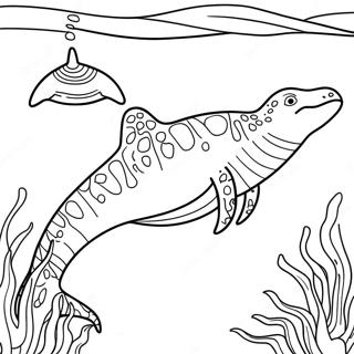 Mosasaurus Swimming In The Ocean Coloring Page 7215-5870