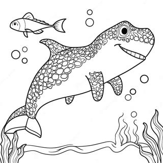 Mosasaurus Swimming In The Ocean Coloring Page 7215-5872