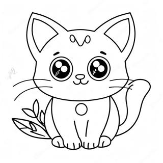 Adorable Kawaii Cat With Big Eyes Coloring Page 72185-59614