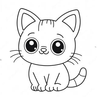 Adorable Kawaii Cat With Big Eyes Coloring Page 72185-59615