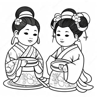 Traditional Hinamatsuri Dolls Coloring Page 72215-59651