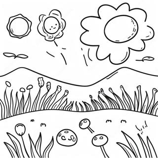 Sunny Grassland With Flowers Coloring Page 72245-59666