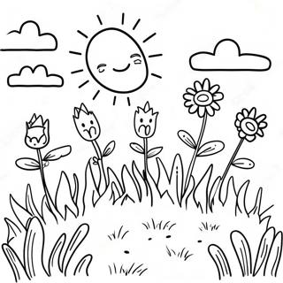 Sunny Grassland With Flowers Coloring Page 72245-59668