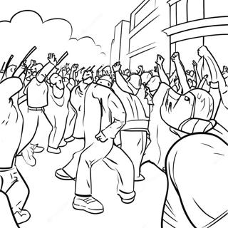 Colorful Riot Scene Coloring Page 72435-59818