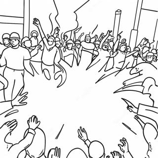 Colorful Riot Scene Coloring Page 72435-59819