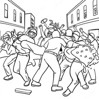 Colorful Riot Scene Coloring Page 72435-59820