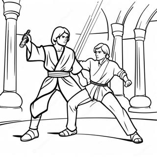 Young Jedi In Lightsaber Duel Coloring Page 72475-59854