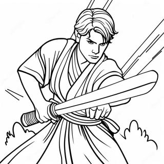 Young Jedi In Lightsaber Duel Coloring Page 72475-59855