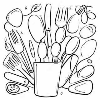 Colorful Cooking Utensils Coloring Page 72485-59857