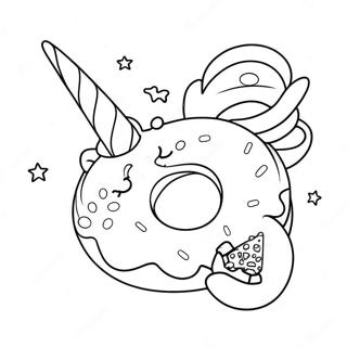 Sparkling Unicorn Donut Coloring Page 72545-59907