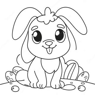 Cute Easter Dog With Bunny Ears Coloring Page 72665-60007