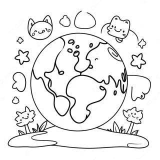 Colorful Earth With Happy Animals Coloring Page 72705-60030