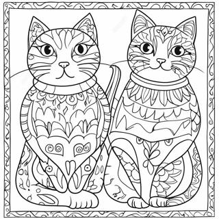 Colorful Cats By Laurel Burch Coloring Page 72785-60102