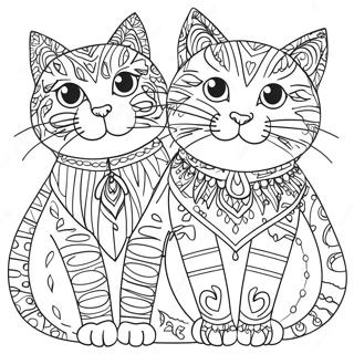 Colorful Cats By Laurel Burch Coloring Page 72785-60103