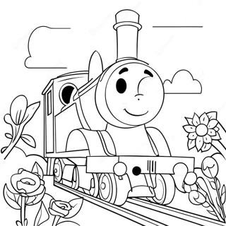 Emily The Engine With Colorful Flowers Coloring Page 72845-60149