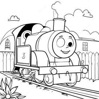 Emily The Engine With Colorful Flowers Coloring Page 72845-60150