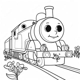 Emily The Engine With Colorful Flowers Coloring Page 72845-60151