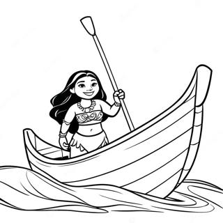 Moana Sailing On A Canoe Coloring Page 72-61