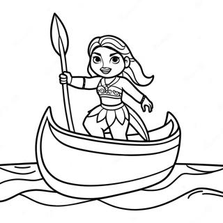 Moana Sailing On A Canoe Coloring Page 72-62