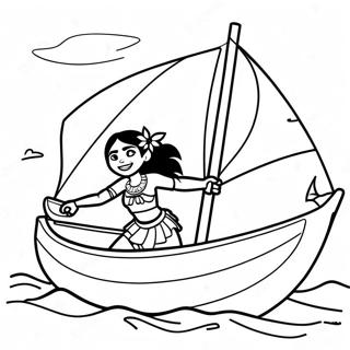 Moana Sailing On A Canoe Coloring Page 72-63