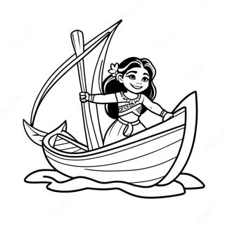 Moana Sailing On A Canoe Coloring Page 72-64