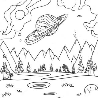 Majestic Galaxy Landscape Coloring Page 7305-5942