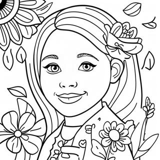 Realistic Girl With Flowers Coloring Page 73095-60345