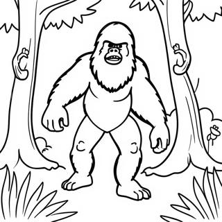 Sneaky Sasquatch In The Forest Coloring Page 73135-60381