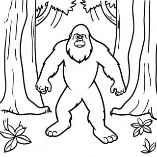 Sneaky Sasquatch In The Forest Coloring Page 73135-60382