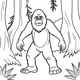 Sneaky Sasquatch In The Forest Coloring Page 73135-60384