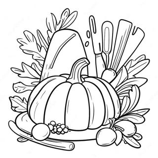 Thanksgiving Celebration With Instruments Coloring Page 73155-60393