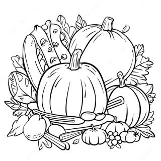 Thanksgiving Celebration With Instruments Coloring Page 73155-60394