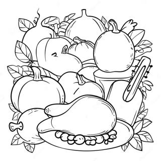 Thanksgiving Celebration With Instruments Coloring Page 73155-60396