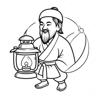 Hu Tao With Lantern Coloring Page 73195-60436