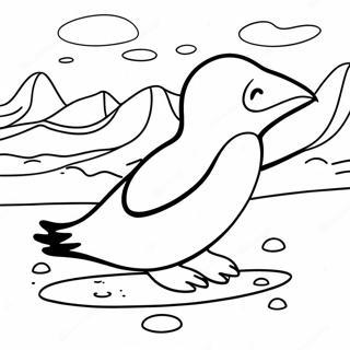 Tacky The Penguin Sliding On Ice Coloring Page 73235-60455