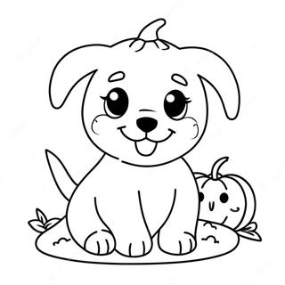 Cute Halloween Puppy With Pumpkin Coloring Page 7325-5957