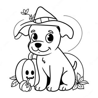 Cute Halloween Puppy With Pumpkin Coloring Page 7325-5958