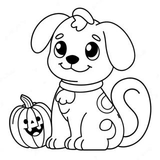 Cute Halloween Puppy With Pumpkin Coloring Page 7325-5959