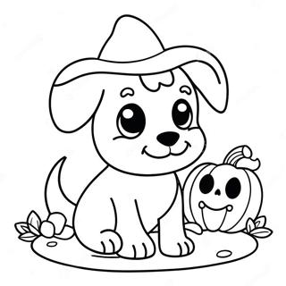 Cute Halloween Puppy With Pumpkin Coloring Page 7325-5960