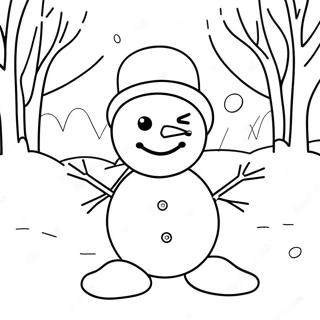 Cute Snowman On A Snowy Day Coloring Page 73265-60485