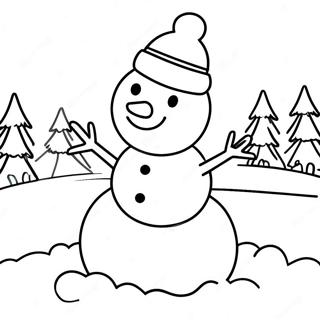 Cute Snowman On A Snowy Day Coloring Page 73265-60487