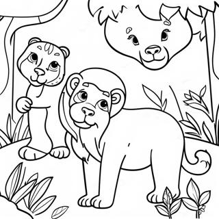 Colorful Jungle Animals Coloring Page 73295-60508