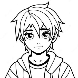 Cool Boy Emo Anime Hairstyle Coloring Page 73365-60568