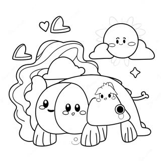 Cute Blue Rainbow Friends Coloring Page 73375-60576