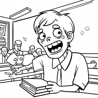 Zombie Student In Classroom Coloring Page 73425-60614