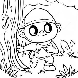 Sneaky Robber Hiding Behind A Tree Coloring Page 73435-60625